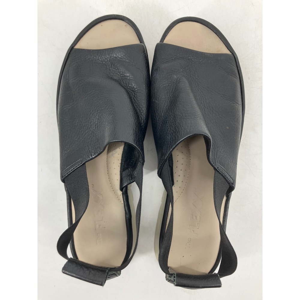 The FLEXX Slingback Sandals Womens 9 Black Good Leather Platform Elastic Strap - Picture 9 of 9